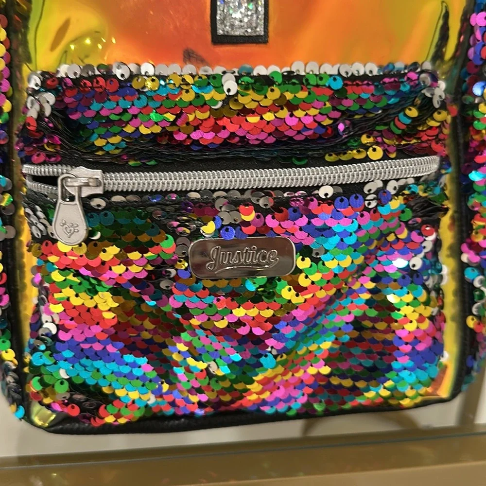 Letter T sequin leather backpack